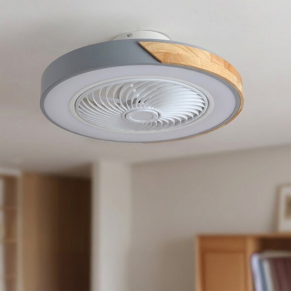 Brilagi - stmievateľné LED svietidlo s ventilátorom LED/38W/230V 50 cm sivá/dub + diaľkové ovládanie