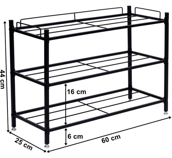 Botník VIENA LOFT 3 úrovne, čierny