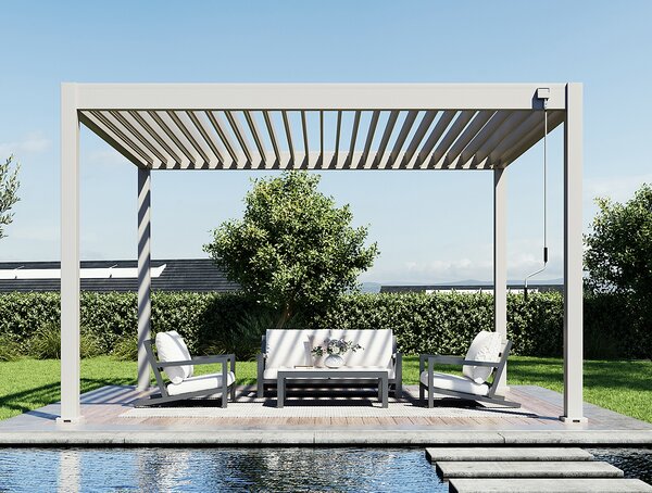 Ratanea Bioklimatická pergola POSITO 4x3m krémová - voľne stojaca dodanie: BEZ MONTÁŽE
