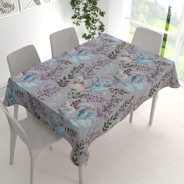 Biante Bavlnený obdĺžnikový obrus Sandra SA-621 Jesenné vetvičky na modrosivom 50x100 cm