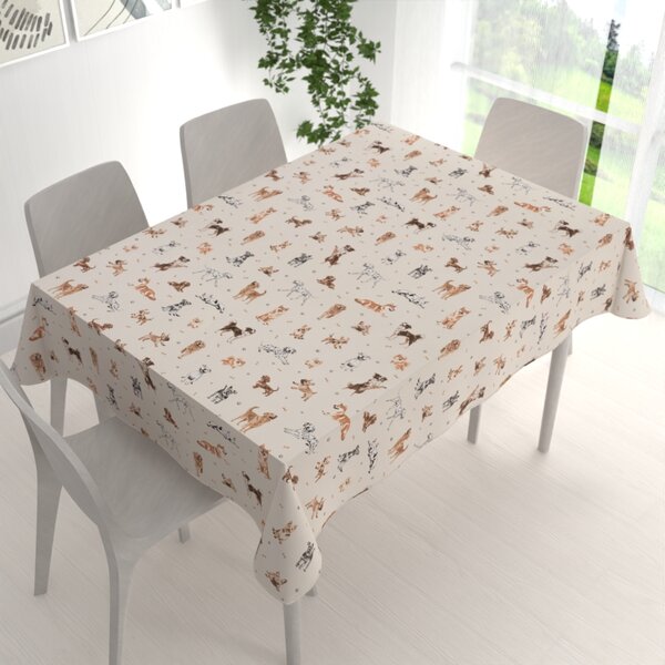 Biante Bavlnený obdĺžnikový obrus Sandra SA-620 Psí kamaráti na krémovom 50x100 cm