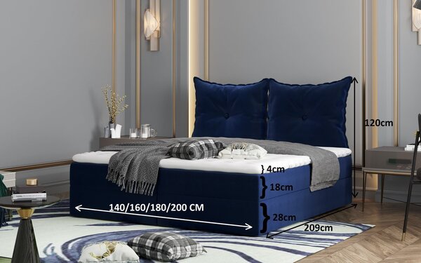 Boxspringová posteľ PINELOPI - 140x200, červená