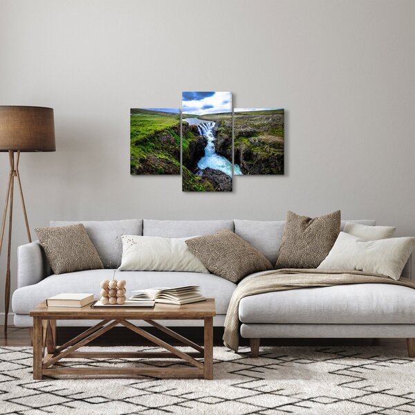 Obraz vodopádu medzi skalami (90x60 cm)
