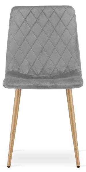 Set 4 kresiel TURIN - svetlosivý zamat / nohy vo farbe dreva