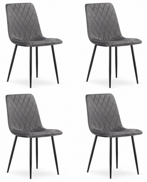 Set 4 kresiel TURIN - tmavosivý zamat