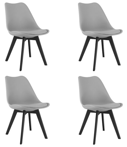 Set 4 stoličiek MARK sivé / čierne nohy