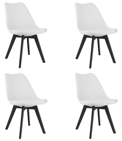 Set 4 stoličiek MARK biele / čierne nohy