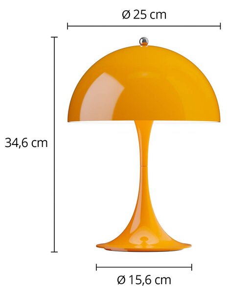 Louis Poulsen Akumulátorová lampa Panthella PORTABLE 250 oranžová IP44, Žltá / oranžová, Obývacia izba / jedáleň, Plast, Moderný, Stolová lampa