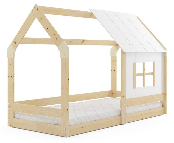 Detská posteľ DOMEK s oknom 80x160 cm Borovica