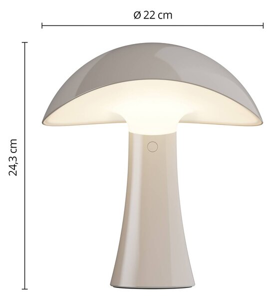 Louis Poulsen LED stolná lampa Rumee 220, sivá, IP44, Hliník / sivá / zinok, Obývacia izba / jedáleň, Plast, Škandinávsky, Stojacie svietidlo