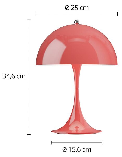 Louis Poulsen Akumulátorová lampa Panthella PORTABLE 250 koralovo červená, Červená, Obývacia izba / jedáleň, Plast, Moderný, Stolová lampa