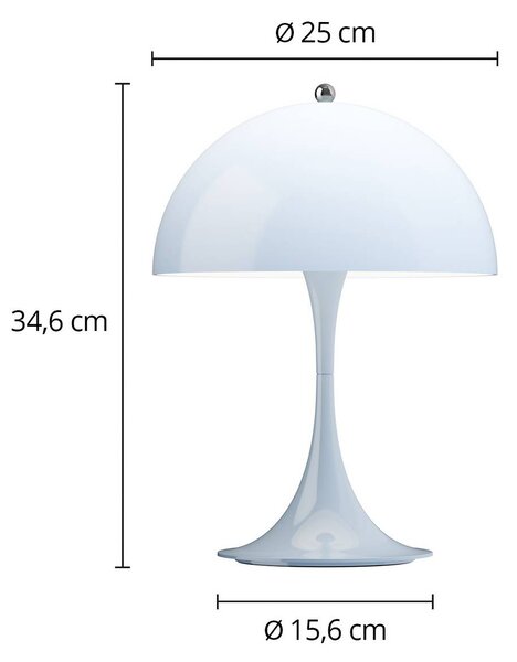 Louis Poulsen Akumulátorová lampa Panthella PORTABLE 250 svetlo modrá IP44, Modrá, Obývacia izba / jedáleň, Plast, Moderný, Stolová lampa