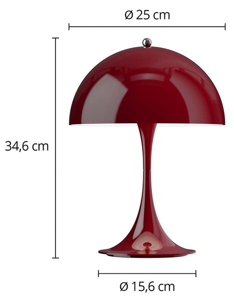 Louis Poulsen Akumulátorová lampa Panthella PORTABLE 250 bordová červená, Červená, Obývacia izba / jedáleň, Plast, Moderný, Stolová lampa