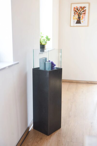 Dekoračný stĺp/svietnik CANDELA, vláknocement, výška 100 cm, antracit - vzhľad betónu