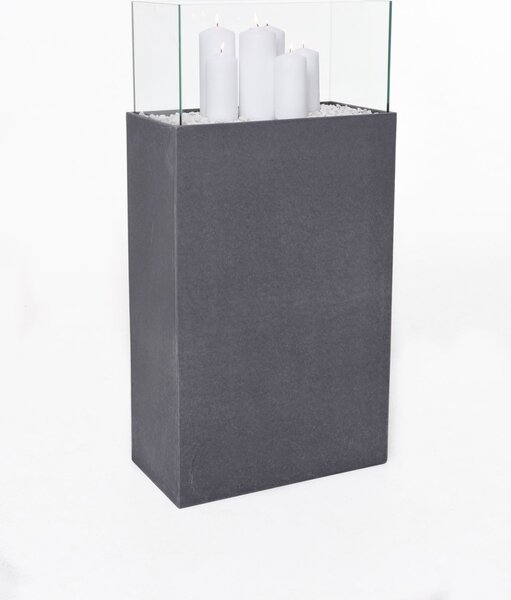 Dekoračný svietnik / stĺp CANDELA XL, vláknocement, výška 100 cm, antracit - vzhľad kameňa
