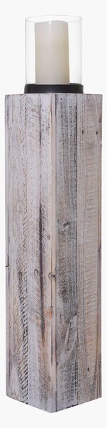 Dekoračný stĺp/svietnik LUMIRA, výška 86 cm, drevo, bielaDekoračný stĺp/svietnik LUMIRA, výška 86 cm, drevo, biela