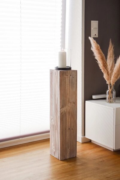 Dekoračný stĺp/svietnik LUMIRA, výška 86 cm, drevo, bielaDekoračný stĺp/svietnik LUMIRA, výška 86 cm, drevo, biela