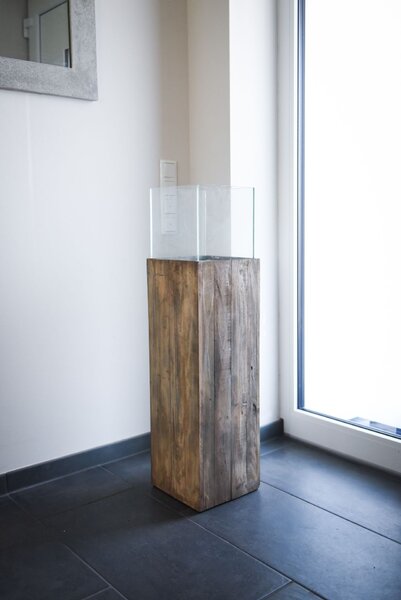 Dekoračný svietnik / stĺp CANDELA, recyklované drevo, výška 100 cm, hnedý