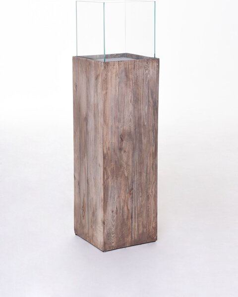 Dekoračný svietnik / stĺp CANDELA, recyklované drevo, výška 100 cm, hnedý
