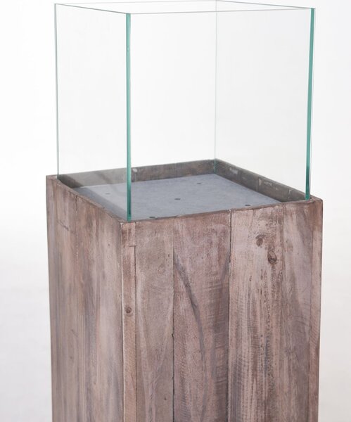 Dekoračný svietnik / stĺp CANDELA, recyklované drevo, výška 100 cm, hnedý