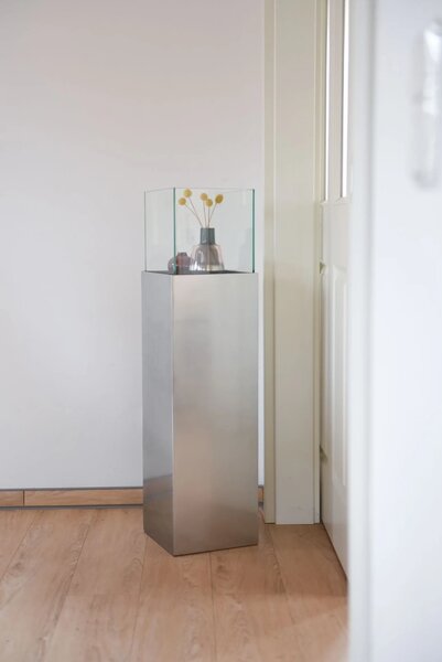 Dekoratívny svietnik / stĺp CANDELA, hliníkový kompozit, výška 100 cm, strieborná metalíza