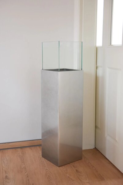 Dekoratívny svietnik / stĺp CANDELA, hliníkový kompozit, výška 100 cm, strieborná metalíza