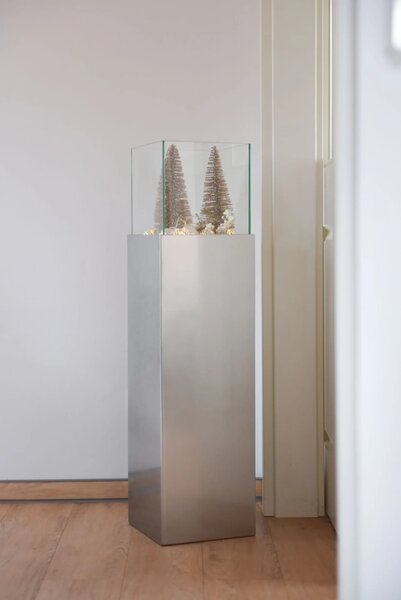Dekoratívny svietnik / stĺp CANDELA, hliníkový kompozit, výška 100 cm, strieborná metalíza
