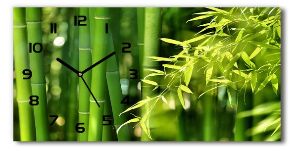 Vodorovné Moderné sklenené hodiny na stenu Bambus