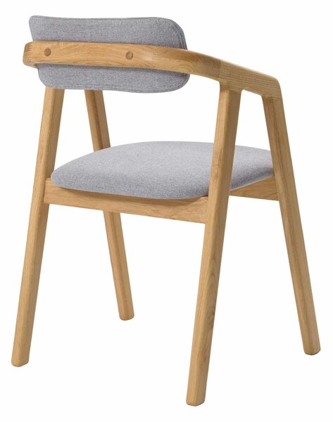 Dubová stolička Aksel so sivým čalúnením