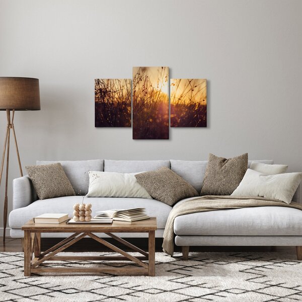 Obraz poľa pri západe slnka (90x60 cm)