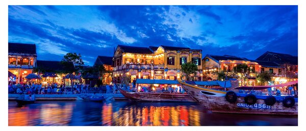 Obraz nočného mesta Hoi An, Vietnam (120x50 cm)