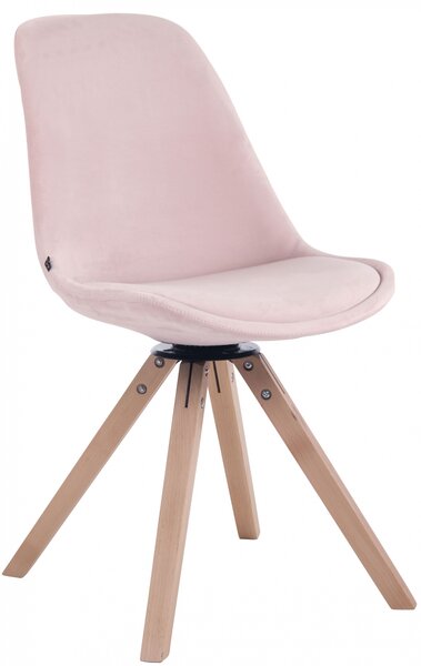 Otočná stolička Troyes ~ zamat, drevené nohy hranaté natura Farba Ružová