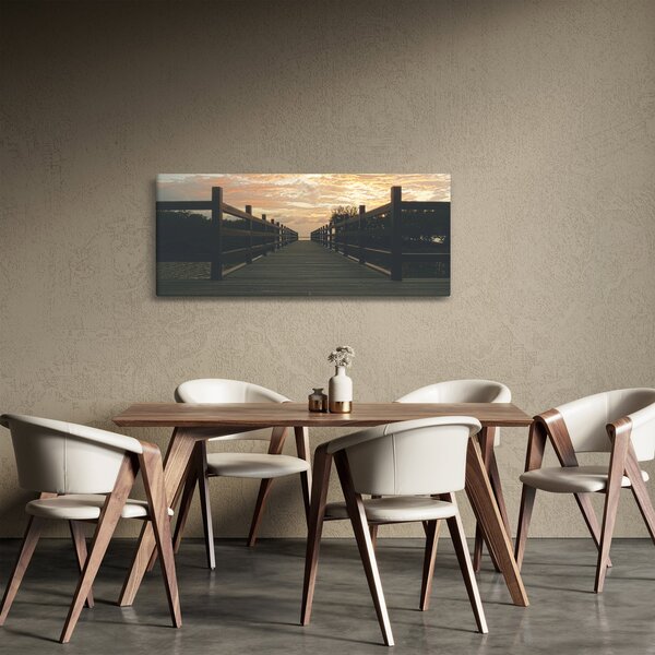Obraz dreveného móla nad jazerom (120x50 cm)