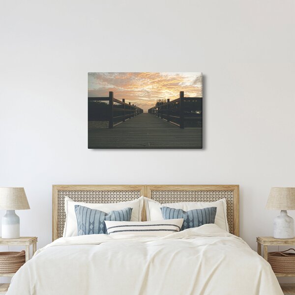 Obraz dreveného móla nad jazerom (90x60 cm)
