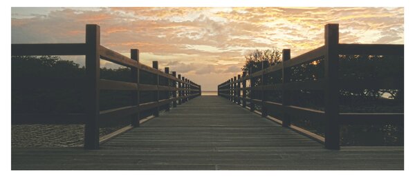 Obraz dreveného móla nad jazerom (120x50 cm)