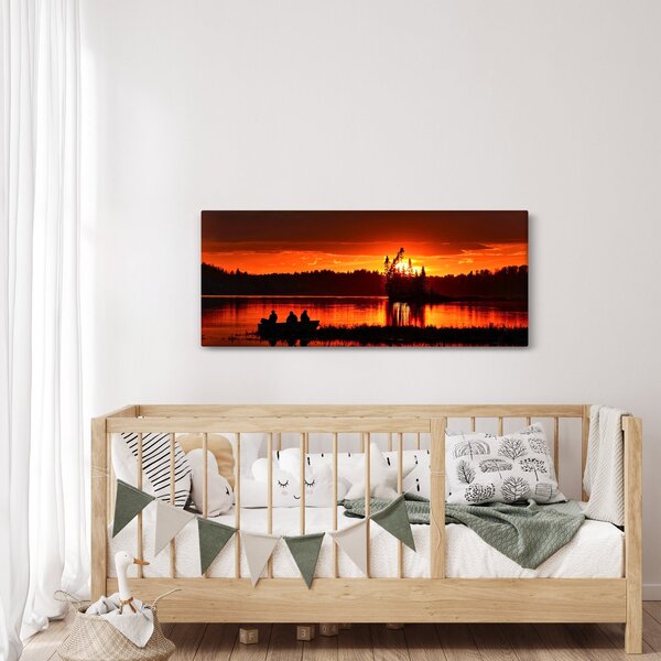 Obraz - Rybári na jazere (120x50 cm)