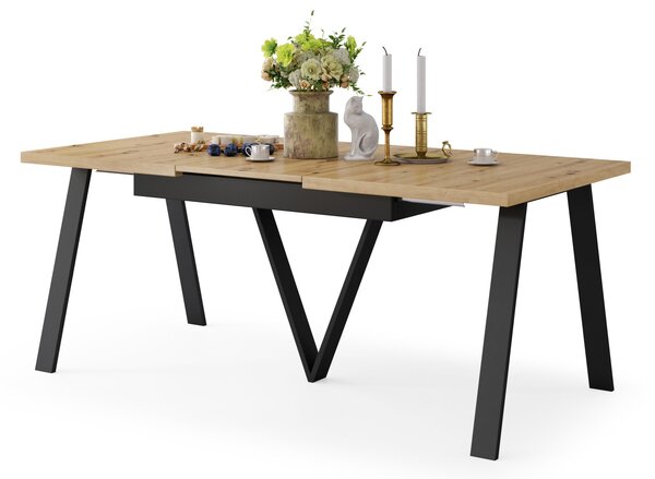 AVERY Dub Artisan / čierna spodná časť - LOFTOVÝ / PRIEMYSELNÝ STÔL DO OBÝVAČKY/ JEDÁLNE ROZKLADACÍ DO 290 cm!