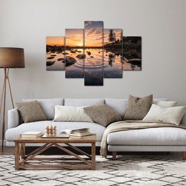 Obraz vodnej hladiny pri západe slnka (150x105 cm)