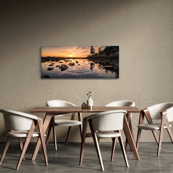 Obraz vodnej hladiny pri západe slnka (120x50 cm)