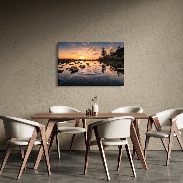 Obraz vodnej hladiny pri západe slnka (90x60 cm)