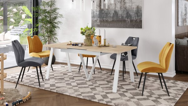 AVERY Dub Sonoma / biela spodná časť - LOFTOVÝ / PRIEMYSELNÝ STÔL DO OBÝVAČKY/ JEDÁLNE ROZKLADACÍ DO 290 cm!