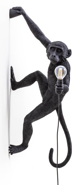 SELETTI Monkey Lamp dekoratívne nástenné svietidlo pravé čierne, Čierna, Plast, Dizajn