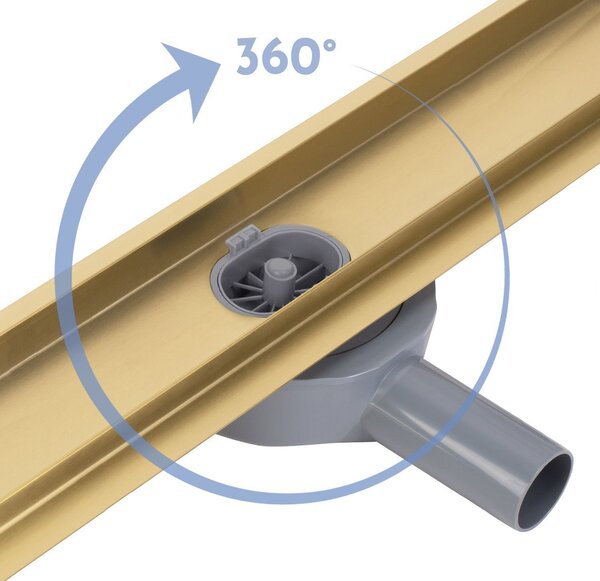 Rea Neox Pro, odtokový žľab 80 cm s rotačným sifónom, zlatá matná, REA-G2740