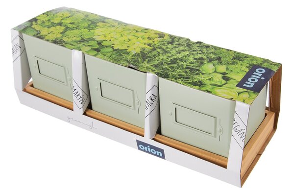 Kvetináč bylinky GREENISH 11,5x11,5 cm 3 ks+podtácok