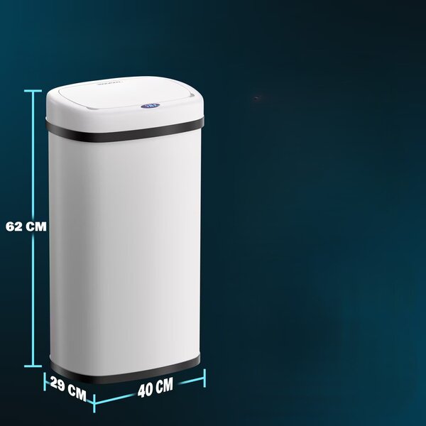 Bezdotykový hranatý odpadkový kôš s USB 50 L - biely