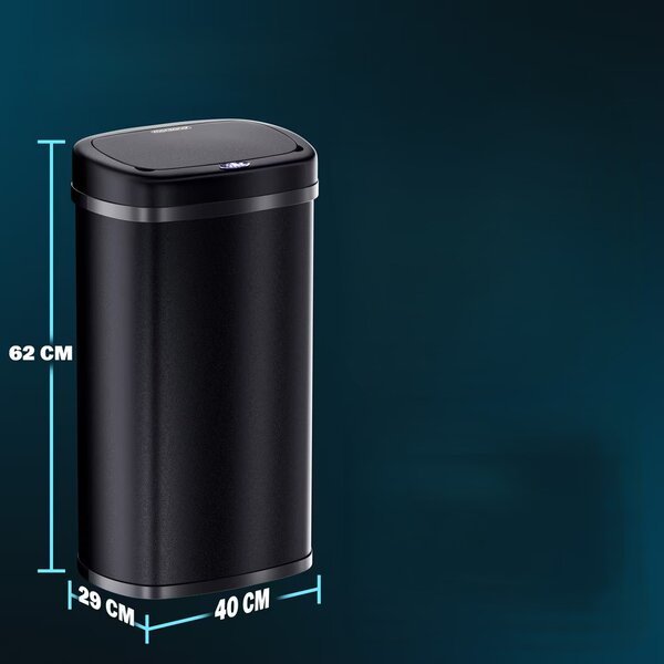 Bezdotykový hranatý odpadkový kôš s USB 50 L - čierny