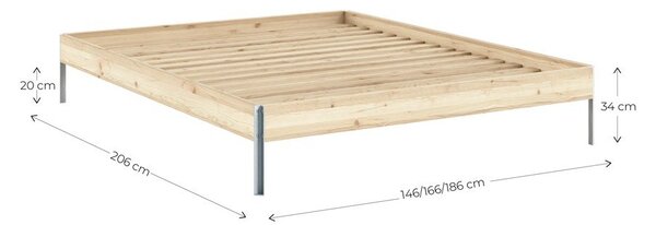 Dvojlôžková posteľ z borovicového dreva bez čela s roštom 180x200 cm v prírodnej farbe Core – Karup Design