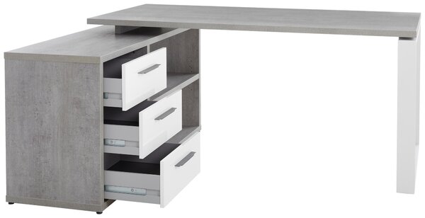 ROHOVÝ PÍSACÍ STÔL, sivá, biela s vysokým leskom, 140/170/75 cm Carryhome - Kancelárske stoly