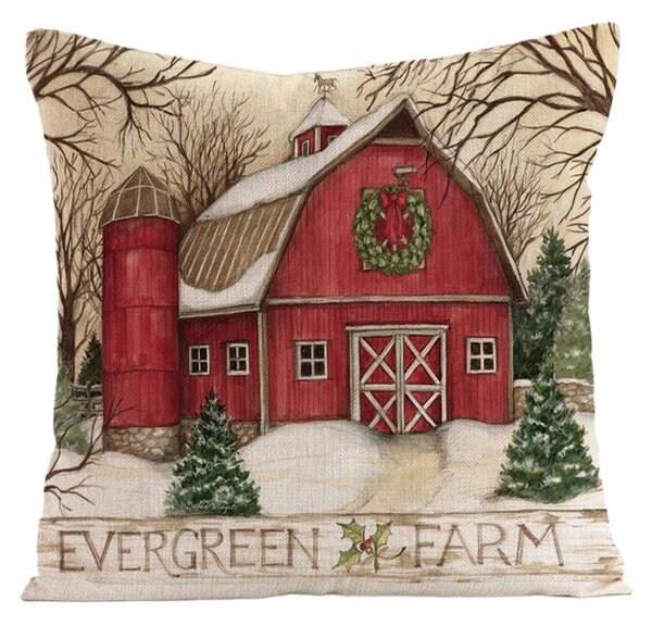 Vianočná obliečka na vankúš EVERGREEN FARM 45x45 cm, farebná
