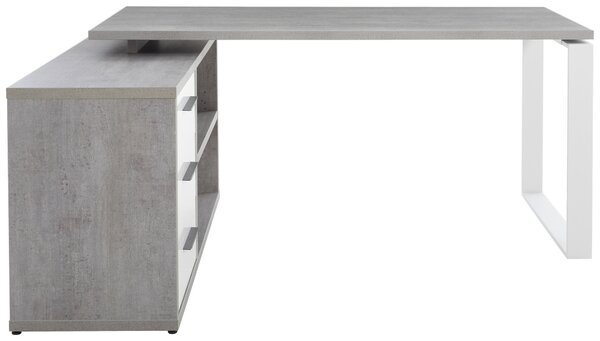 ROHOVÝ PÍSACÍ STÔL, sivá, biela s vysokým leskom, 140/170/75 cm Carryhome - Kancelárske stoly
